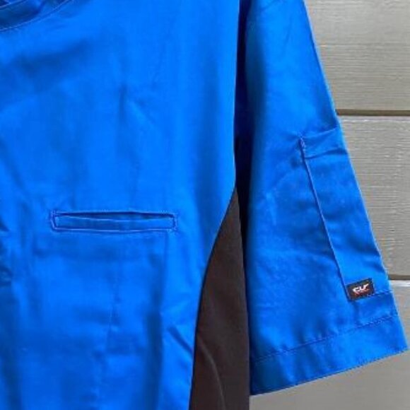 Blue and Black Culinary Uniform with Asymmetrical Closure - Picture 4 of 4